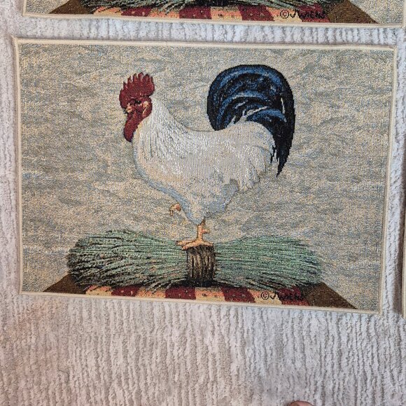 J Wiens Rooster Tapestry Tassel Table Runner & 4 Placemats - Picture 4 of 11